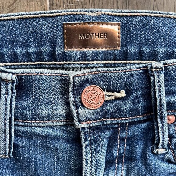Mother The Insider Crop Step Chew Jeans Size 27 High Rise Denim Dancing on Coals - Picture 3 of 10